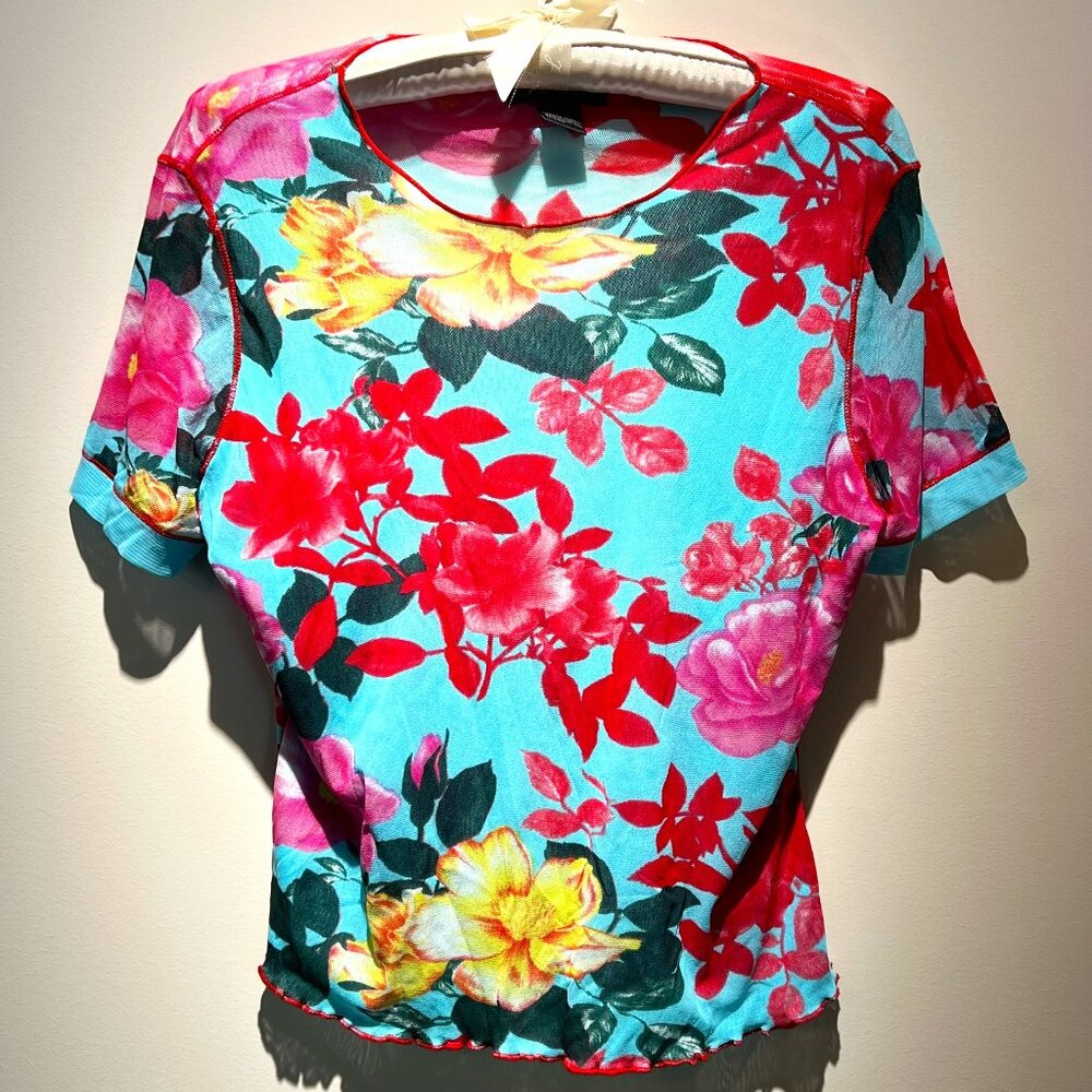 Votre Nom Jeans Mesh Top, Sz L, Used on Good Condition